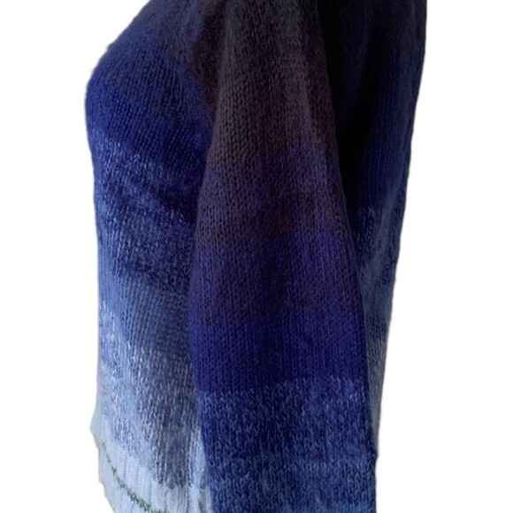 American Eagle Women's Sweater Mock Neck Ribbed Knit Blue Ombre Crop Size Med - Picture 7 of 16